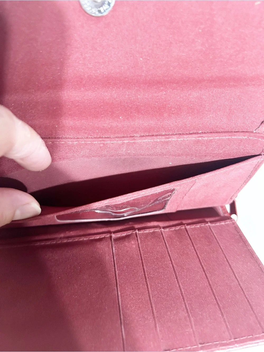 DOPP Genuine Leather Long Bifold Envelope Style Wallet Clutch Red Smooth Leather
